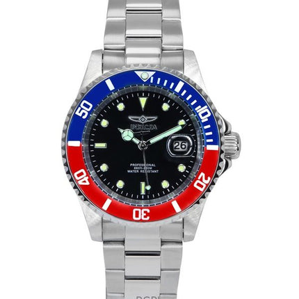 Orologio da uomo Invicta Pro Diver in acciaio inossidabile con quadrante nero e lunetta Pepsi al quarzo 47354 200M