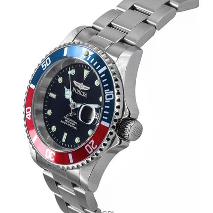 Orologio da uomo Invicta Pro Diver in acciaio inossidabile con quadrante nero e lunetta Pepsi al quarzo 47354 200M