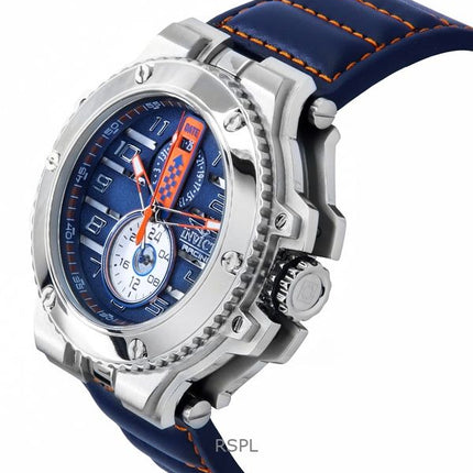 Orologio da uomo Invicta Racing Downforce GMT cinturino in pelle quadrante blu al quarzo 47378 200M