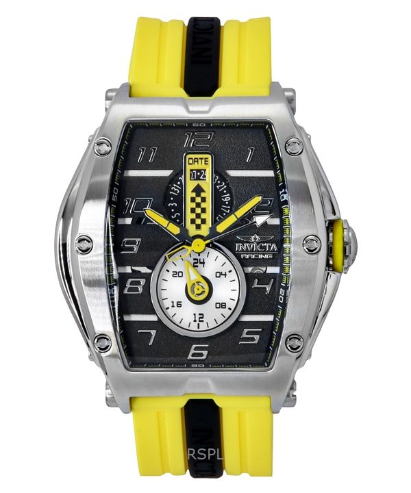 Orologio da uomo Invicta Racing con cinturino in silicone e quadrante nero al quarzo 47383 100M