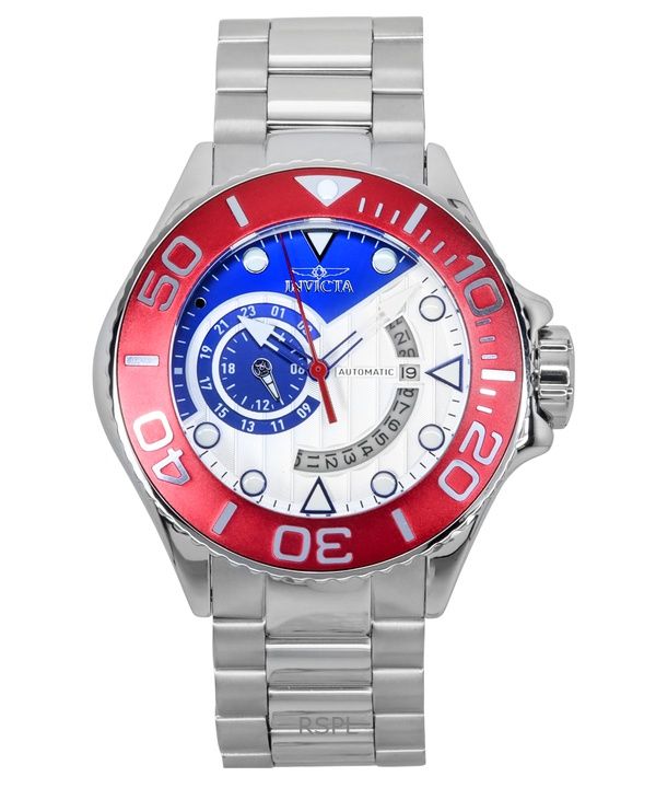 Orologio da uomo Invicta Grand Diver in acciaio inossidabile con quadrante blu e argento automatico 47545 300M