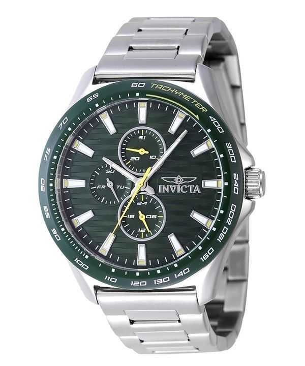 Orologio da uomo Invicta Racing in acciaio inossidabile con quadrante verde al quarzo 47549