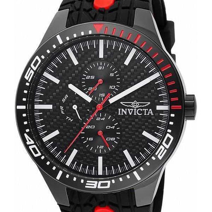 Orologio da uomo Invicta Racing GMT con cinturino in silicone e quadrante nero al quarzo 47553