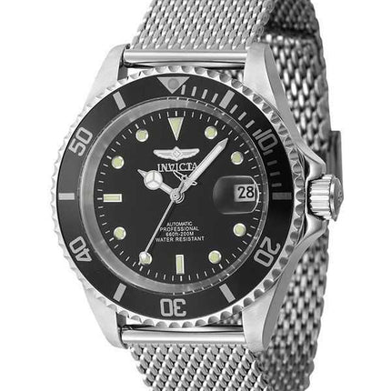 Orologio da uomo Invicta Pro Diver in acciaio inossidabile con quadrante nero automatico Diver's 47720 200M