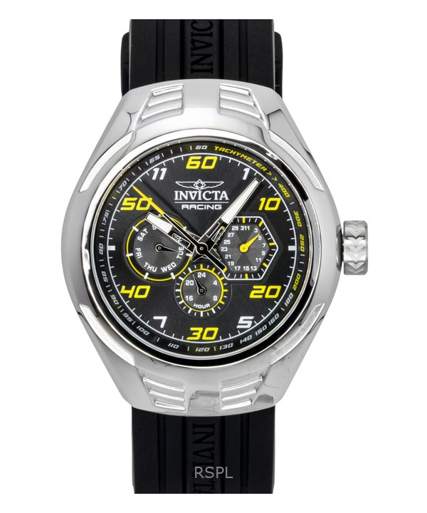 Orologio da uomo Invicta Racing con cinturino in silicone e quadrante nero al quarzo 47724