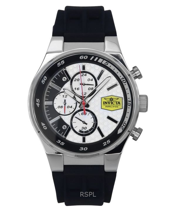 Orologio da uomo Invicta Racing Chronograph con cinturino in silicone e quadrante bianco al quarzo 47736