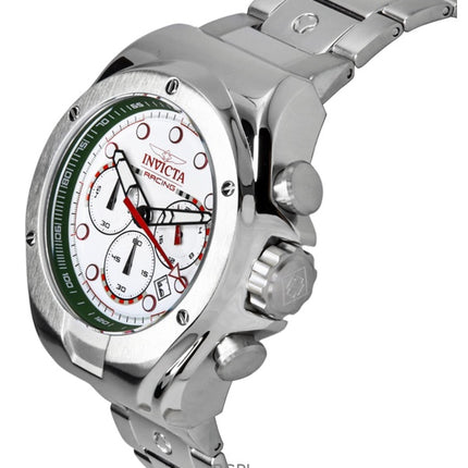 Orologio da uomo Invicta Racing Chronograph in acciaio inossidabile con quadrante bianco al quarzo 47746