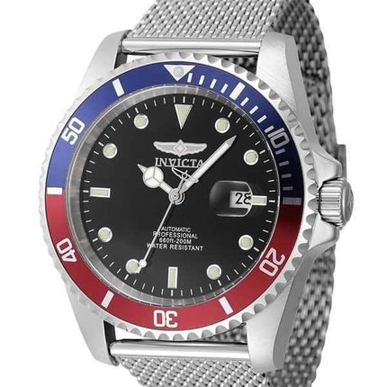Orologio da uomo Invicta Pro Diver in acciaio inossidabile blu e rosso con lunetta Pepsi e quadrante nero, automatico, subacqueo