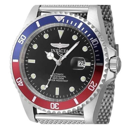 Orologio da uomo Invicta Pro Diver in acciaio inossidabile blu e rosso con lunetta Pepsi e quadrante nero, automatico, subacqueo