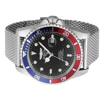 Orologio da uomo Invicta Pro Diver in acciaio inossidabile blu e rosso con lunetta Pepsi e quadrante nero, automatico, subacqueo