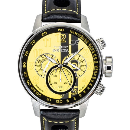 Orologio da uomo Invicta S1 Rally Chronograph GMT con cinturino in pelle, quadrante giallo e nero, al quarzo 48616, 100 m