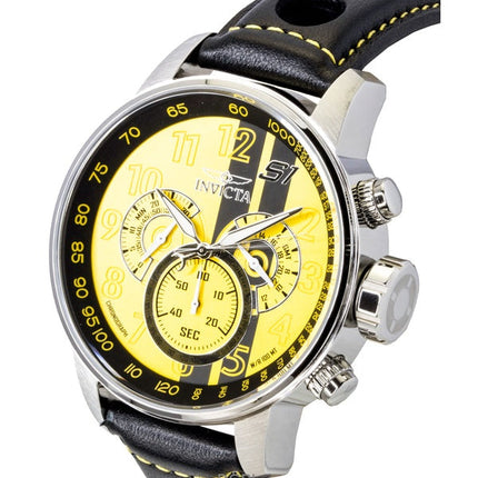 Orologio da uomo Invicta S1 Rally Chronograph GMT con cinturino in pelle, quadrante giallo e nero, al quarzo 48616, 100 m
