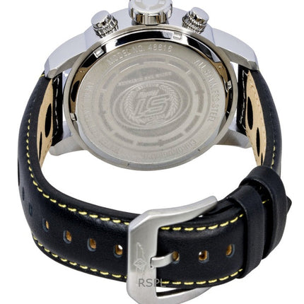 Orologio da uomo Invicta S1 Rally Chronograph GMT con cinturino in pelle, quadrante giallo e nero, al quarzo 48616, 100 m