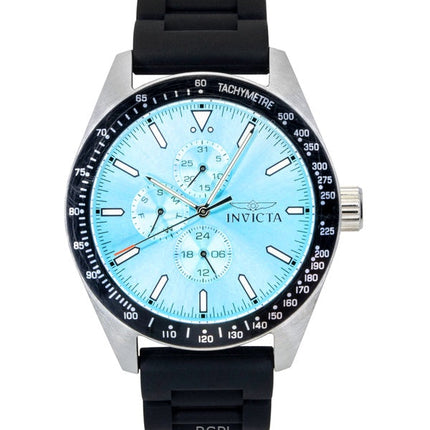 Orologio da uomo Invicta Aviator con cinturino in silicone e quadrante blu chiaro, al quarzo, 48856, 100 m