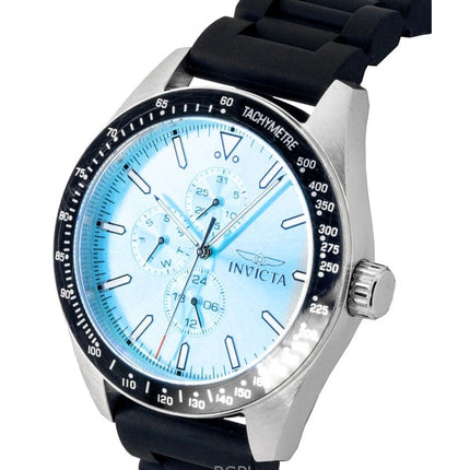 Orologio da uomo Invicta Aviator con cinturino in silicone e quadrante blu chiaro, al quarzo, 48856, 100 m