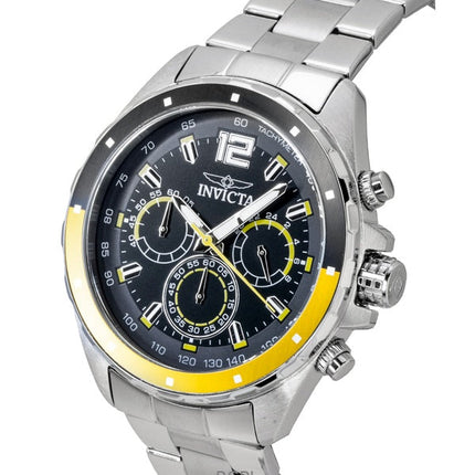Orologio da uomo Invicta Speedway Chronograph GMT in acciaio inossidabile con quadrante nero al quarzo 49365