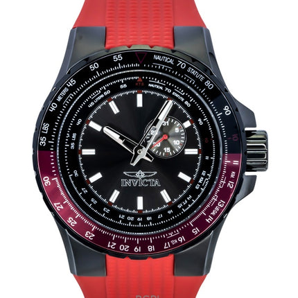 Orologio da uomo Invicta Aviator con cinturino in silicone rosso e quadrante color canna di fucile, al quarzo, 49724, 100 m
