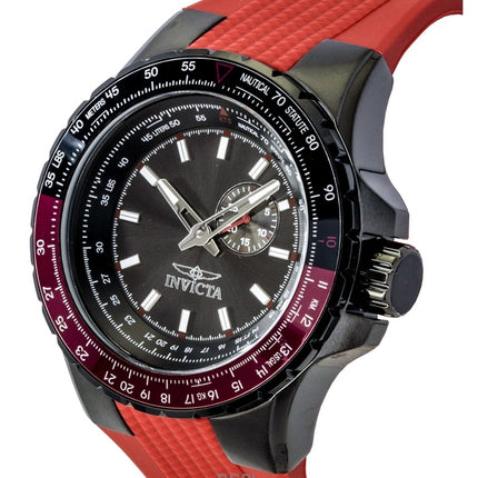 Orologio da uomo Invicta Aviator con cinturino in silicone rosso e quadrante color canna di fucile, al quarzo, 49724, 100 m