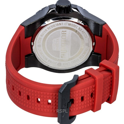 Orologio da uomo Invicta Aviator con cinturino in silicone rosso e quadrante color canna di fucile, al quarzo, 49724, 100 m