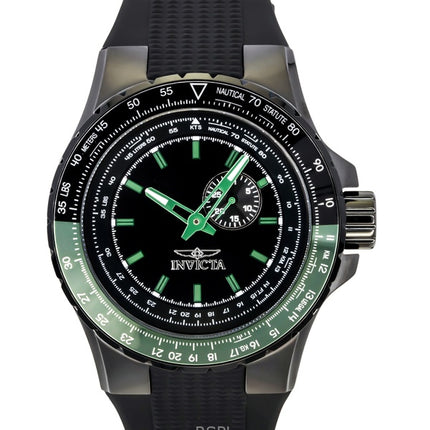 Orologio da uomo Invicta Aviator con cinturino in silicone nero e quadrante nero al quarzo 49731 100M