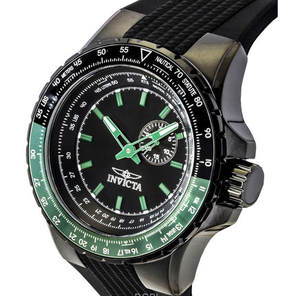 Orologio da uomo Invicta Aviator con cinturino in silicone nero e quadrante nero al quarzo 49731 100M