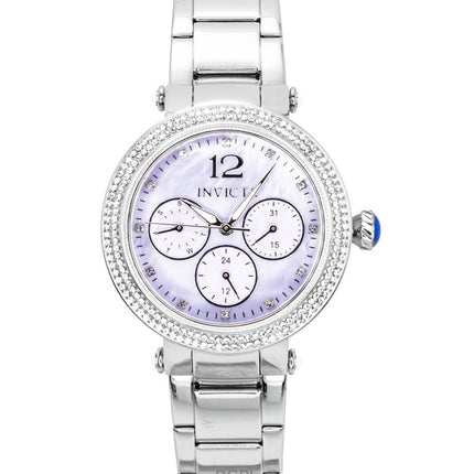 Orologio da donna Invicta Bolt in acciaio inossidabile con quadrante viola chiaro e cinturino al quarzo 49814 100M
