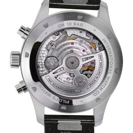 Orologio da uomo IWC Pilots Chronograph con cinturino in pelle e quadrante verde, automatico, IW378005, 100M
