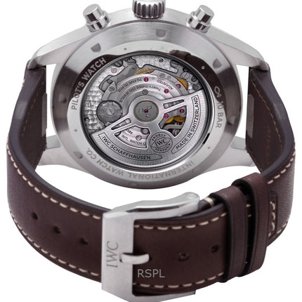 Orologio da uomo IWC Pilots Chronograph con cinturino in pelle e quadrante verde, automatico, IW378005, 100M