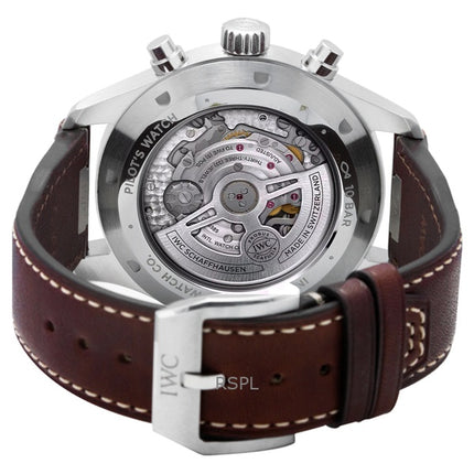 Orologio da uomo IWC Pilots Chronograph con cinturino in pelle e quadrante verde, automatico, IW378005, 100M