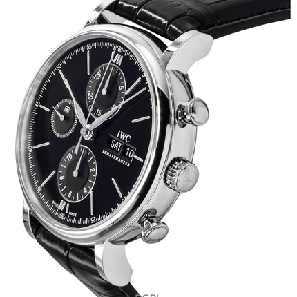 Orologio da uomo IWC Portofino Cronografo con cinturino in pelle e quadrante nero automatico IW391029