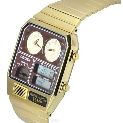 Orologio da uomo Citizen Reproduction Model Analog Digital Chronograph Gold Tone Stainless Steel Brown Dial Quartz JG2103-72X