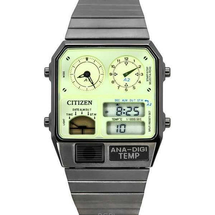 Orologio da uomo Citizen Analog Digital Dual Time in acciaio inossidabile con quadrante verde al quarzo JG2147-85X