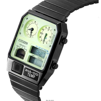 Orologio da uomo Citizen Analog Digital Dual Time in acciaio inossidabile con quadrante verde al quarzo JG2147-85X