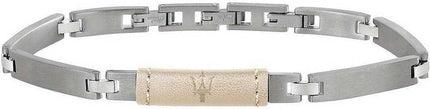 Bracciale Maserati J Acciaio e Pelle Bianca JM218AMD03 Uomo