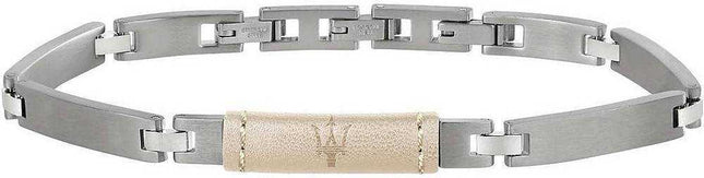 Bracciale Maserati J Acciaio e Pelle Bianca JM218AMD03 Uomo
