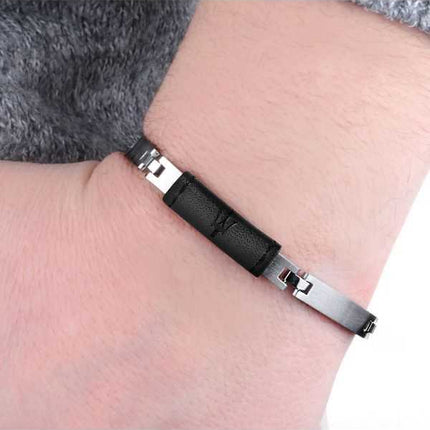 Bracciale da uomo Maserati Jewels in pelle e acciaio inossidabile JM218AMD04