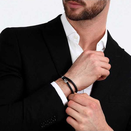 Maserati Jewels Bracciale in pelle riciclata e acciaio inossidabile JM223AVE18 da uomo