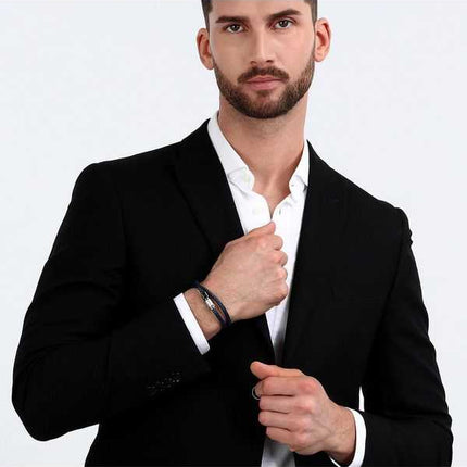 Maserati Jewels Bracciale in pelle riciclata e acciaio inossidabile JM223AVE19 da uomo