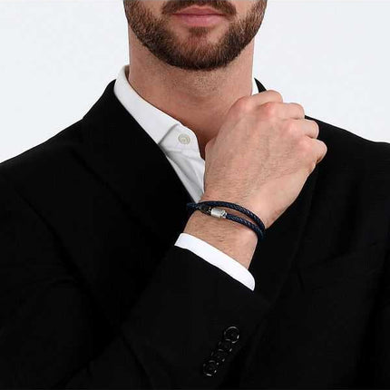 Maserati Jewels Bracciale in pelle riciclata e acciaio inossidabile JM223AVE19 da uomo