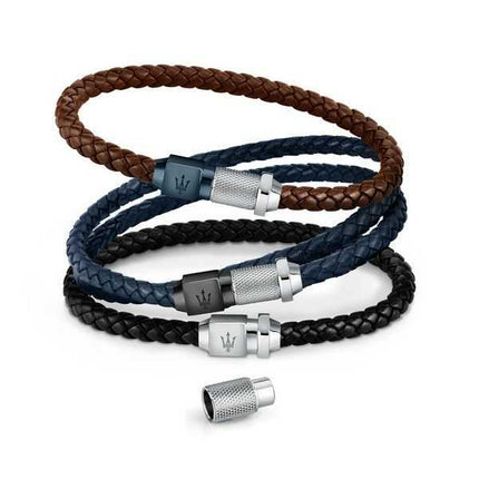 Maserati Jewels Bracciale in pelle riciclata e acciaio inossidabile JM223AVE19 da uomo