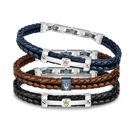 Bracciale Da Uomo Maserati Jewels In Pelle Riciclata E Acciaio Inossidabile JM422AVE14