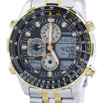 Citizen Navihawk Pilot Style Cronografo al quarzo analogico digitale World Time JN0124-84E Orologio da uomo