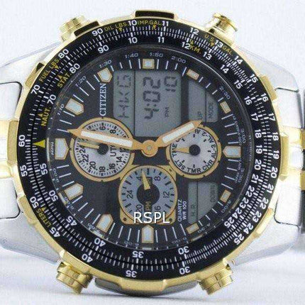 Citizen Navihawk Pilot Style Cronografo al quarzo analogico digitale World Time JN0124-84E Orologio da uomo