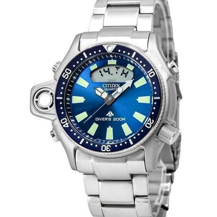 Orologio da uomo Citizen Promaster Aqualand in acciaio inossidabile quadrante blu al quarzo diver JP2000-67L 200M