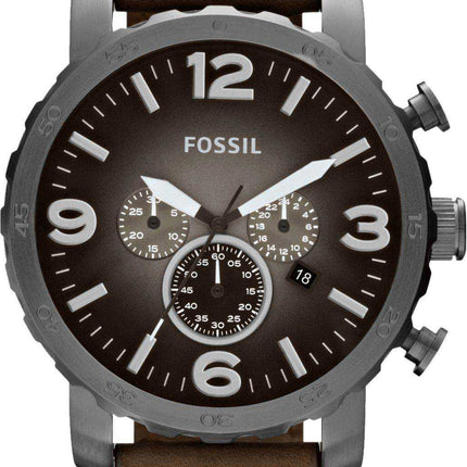 Fossil Nate Chronograph Al quarzo Cinturino in pelle marrone JR1424 Orologio da uomo