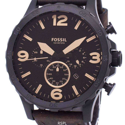 Orologio da uomo Fossil Nate Chronograph in pelle marrone JR1487
