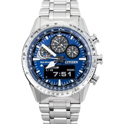 Orologio da uomo Citizen Promaster Chronograph in acciaio inossidabile con quadrante blu e solare subacqueo JV2000-51L 200M