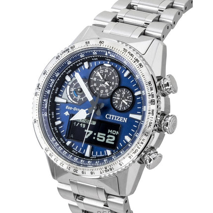Orologio da uomo Citizen Promaster Chronograph in acciaio inossidabile con quadrante blu e solare subacqueo JV2000-51L 200M