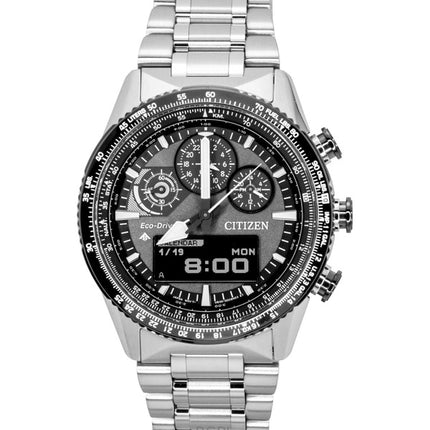 Orologio da uomo Citizen Promaster Skyhawk Eco-Drive Cronografo in acciaio inossidabile con quadrante grigio Diver's JV2006-55H 200M