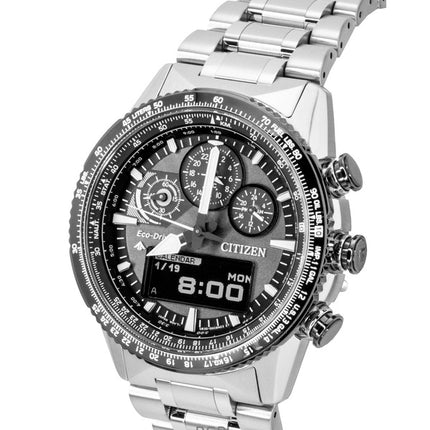 Orologio da uomo Citizen Promaster Skyhawk Eco-Drive Cronografo in acciaio inossidabile con quadrante grigio Diver's JV2006-55H 200M